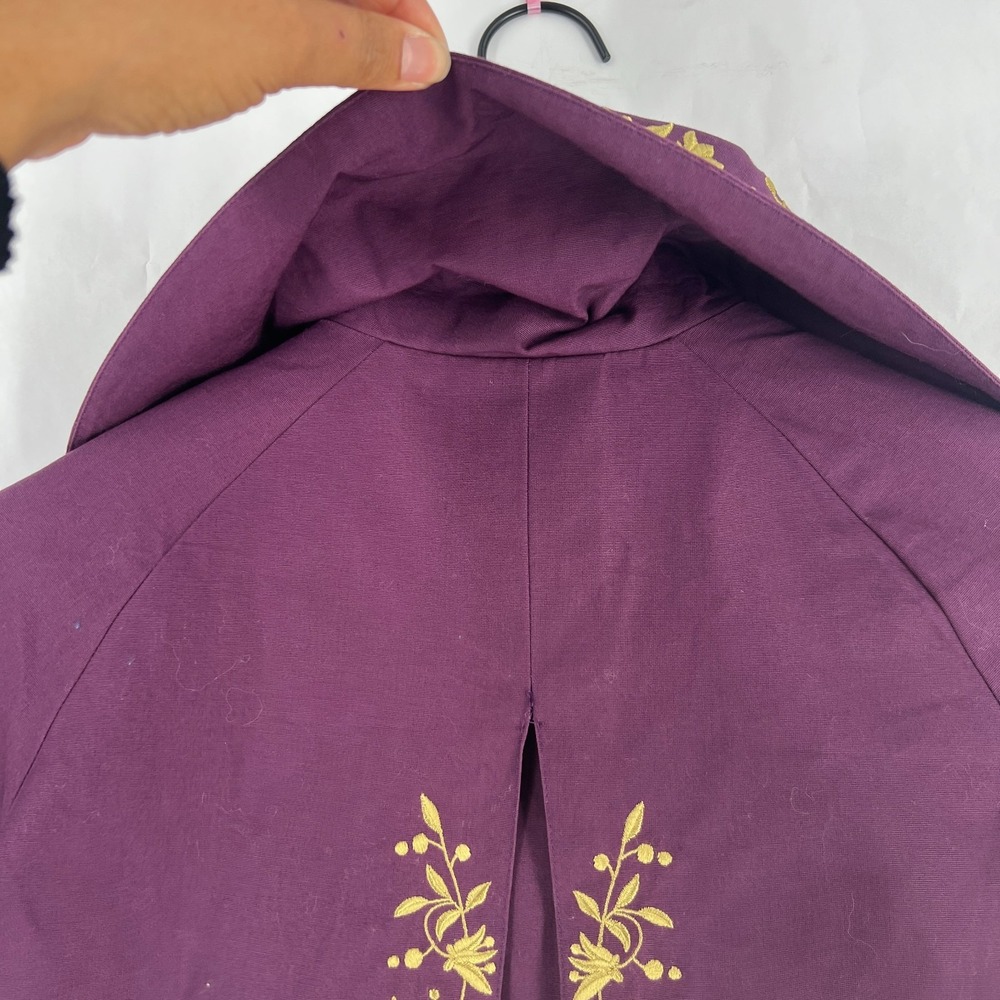 Anthropologie Odille Bolero Jacket Women's 2 Purple Gold Embroidered Cotton - Picture 11 of 16